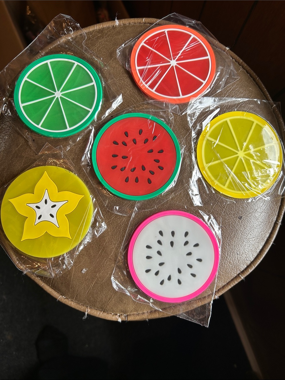 Colorful Fruit Slice Silicone Drink Coasters - Set of 6